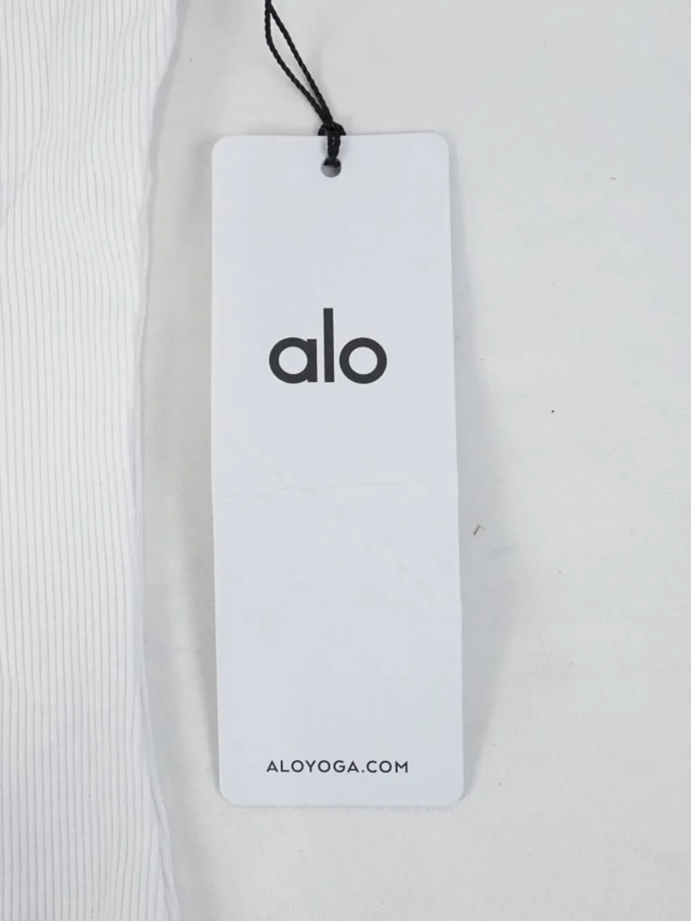 ALO Yoga White Ribbed Tank Top with Black Logo